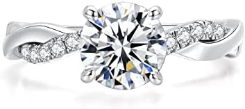 IMOLOVE Moissanite Wedding Engagement Ring for Women Twisted Rope Wedding Rings for Women Moissanite Rings for Women 1-2CT D Color VVS1 Clarity Promise Ring for Her with 18K Gold plated Size 4-11