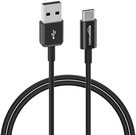 Amazon Basics USB-C to USB-A 2.0 Fast Charger Cable, 480Mbps Data Transfer Speed, USB-IF Certified, for Apple iPhone 16/15, iPad, Samsung Galaxy, Tablets, Car, 3ft, Black