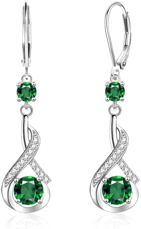 ALEXCRAFT 925 Sterling Silver Dangle Earrings for Women Leverback Cubic Zirconia Hanging Drop Earrings Jewelry for Women