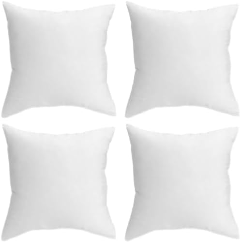 18 x 18 Throw Pillow Insert - Pack of 4 White, Down Alternative Pillow Inserts for Decorative Pillow Covers, Throw Pillows for Bed, Couch Pillows for Living Room (18" x 18" (Pack of 4))