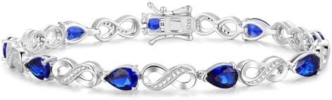 FANCIME Infinity Embrace Birthstone Tennis Bracelet for Women Infinity Design Sterling Silver Pear Shape Gemstone Jewelry Anniversary Birthday Mothers Day Gifts for Women Her Mom Wife