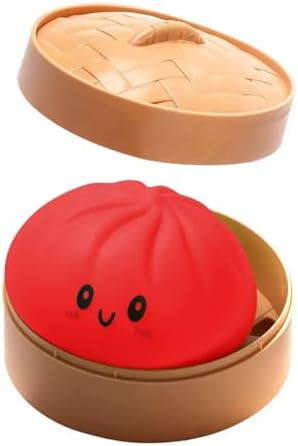 Dumpling Squishy Mystery Dumpling Squishy Stress Balls Fidget Sensory Toy Soft Squeeze Decompression Dough (red)