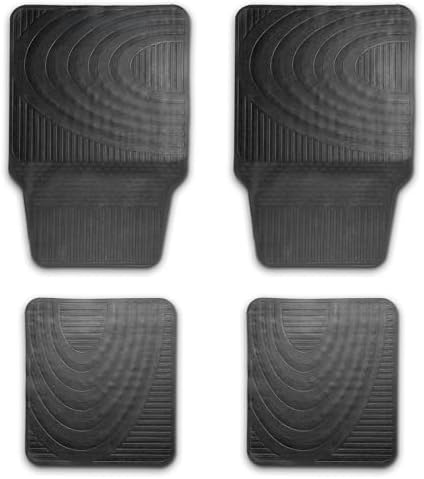 NASCAR Essential Car Floor Mats – 4-Piece Set | All-Weather Protection | Universal Fit for Cars, Trucks & SUVs | Trim-to-Fit | Black Rubber Floor Mats