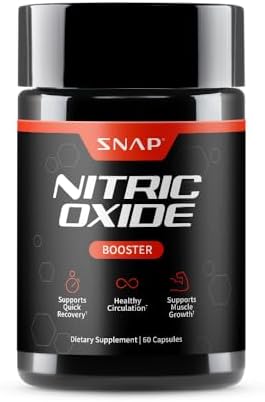 Snap Supplements Nitric Oxide Supplement with L-Arginine to Support Energy, Quick Recovery, Heart Health, Muscle Growth & Circulation, 60 Vegetarian Capsules (1 Month Supply)