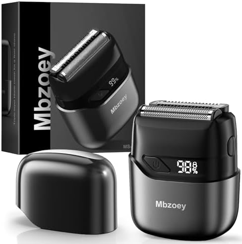 Mbzoey Electric Foil Shavers for Men: Mini Electric Razor for Face - IPX7 Waterproof Cordless Razor with LED Display & Fast Charge - Micro-Comb Technology & Precision Blades