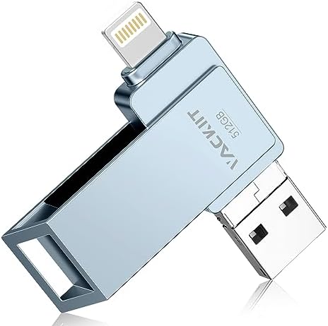 MFi Certified 512GB Flash Drives 3.0 High Speed 3ni1 USB Stick External Storage for iPhone/PC/iPad/Android/More Devices for Photos and Videos Transfer Storage Backup(512-Grey)