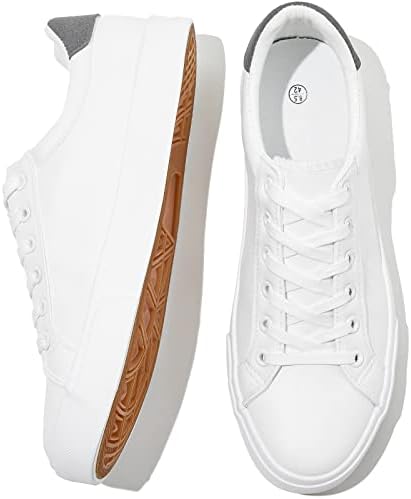 FRACORA Mens White Tennis Shoes Low Top Fashion Sneakers PU Leather Casual Shoe for Men
