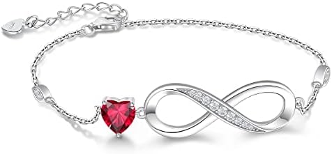 RIVIKO Infinity Love Heart Symbol Charm Bracelet for Women 925 Sterling Silver Adjustable Birthday Valentine’s Day Christmas Mothers Day Jewelry Gift for Mom Women Wife Her Friends