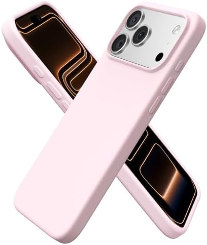 ORNARTO Compatible with iPhone 17 Pro Max Case 6.9", Slim Liquid Silicone 3 Layers Soft Gel Rubber Shockproof Protective Cover with Anti-Scratch Microfiber Lining-Chalk Pink