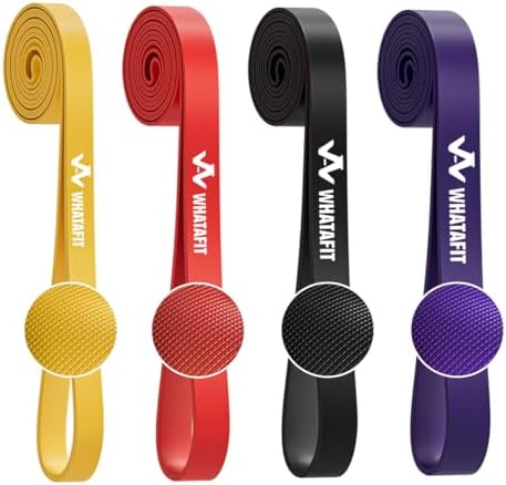 WHATAFIT Resistance Bands,Pull Up Assist Bands Set with Handles, Exercise & Workout Bands with Door Anchor for Men & Women – Home Fitness Equipment for Strength Training, Stretching