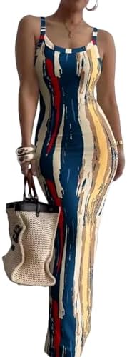 Nimsruc Women Summer Long Dress Casual Slip Sexy Slim Sleeveless Bodycon Maxi Dresses for Women 2024