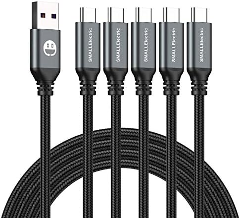USB Type-C to A Cable 5pack 6ft Braided Fast Charging 3A Quick Charger Cord, 6 Foot Compatible iPhone 17/17 Pro/16e/16/15 Pro Max,Samsung Galaxy S10 S9 S8 Plus, Note 10 9 8, LG V50 V40 G8 G7(Grey)