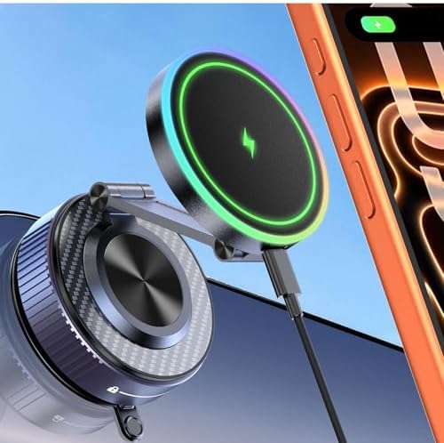 for Magsafe Car Mount Charger, 15W Faster Charging Wireless Car Charger [105+LBS Suction & 3800gf Magnetic] 360° Adjustable, Magnetic Phone Holders for Your Car for iPhone & Android
