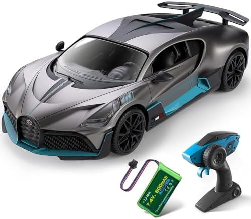 MIEBELY Remote Control Car, Bugatti Divo 1/16 Scale Rc Cars 12Km/h, 2.4Ghz Licensed Model Car 7.4V 500mAh Toy Car Headlight for Adults Boys Girls Age 6-12 Years Birthday Ideas Gift