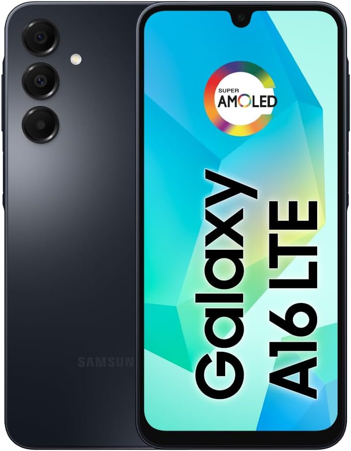 SAMSUNG Galaxy A16 4G Dual SIM (128GB, 2025) 6.7" 90Hz AMOLED, Splash Resistant, 8Core, 50MP Camera (Factory Unlocked International Model for GSM, Global) A165M\/DS (25W Fast Charger Bundle, Black