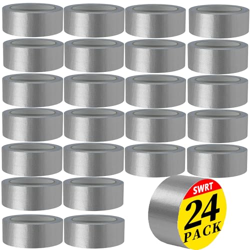 SWRT 24-Pack Silver Heavy Duty Duct Tape Strong Adhesive, 2 Inch x 720 Yd Duct Heavy Duty Waterproof All Weather Gray Duct Tape No Residue Sealing & Patching for Indoor&Outdoor Repair