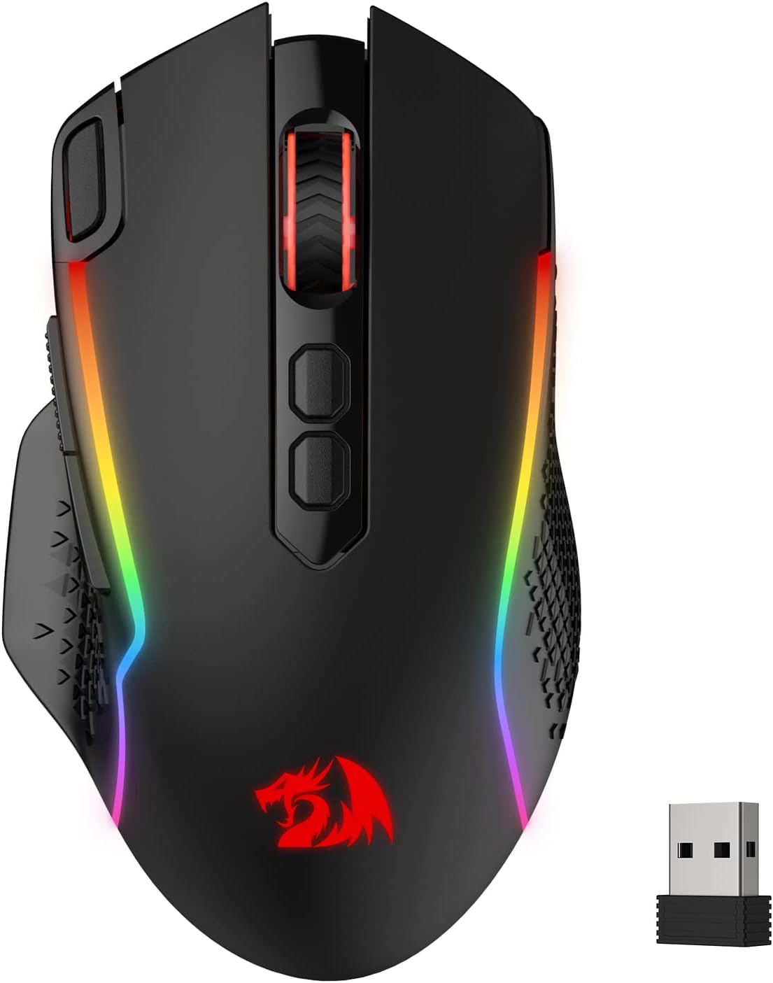 Redragon M810 Pro Wireless Gaming Mouse, 10000 DPI Wired\/Wireless Gamer Mouse w\/Rapid Fire Key, 8 Macro Buttons, 45-Hour Reliable Power Capacity and RGB Backlit for PC\/Mac\/Laptop