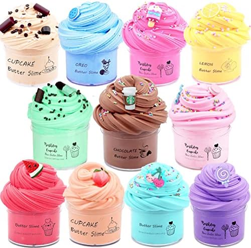 Butter Slime Kit for Girls and Boys 11pack with Scent,Stretchy and Non-Sticky,Stress Relief Fidget Toy,Birthday Gift and Party Favors Easter Basket Stuffers Christmas Party Supplies