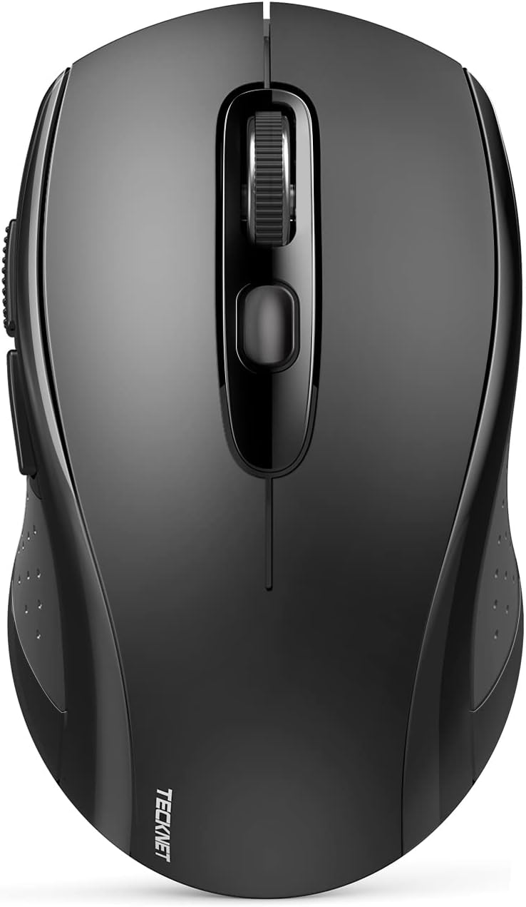 TECKNET Bluetooth Mouse, 4000DPI Wireless Mice for Laptop 2-in-1(BT 5.0\/3.0+2.4Ghz) Computer Portable PC Mouse Wireless with USB Receiver for Mac (USB-A+Bluetooth, Black)