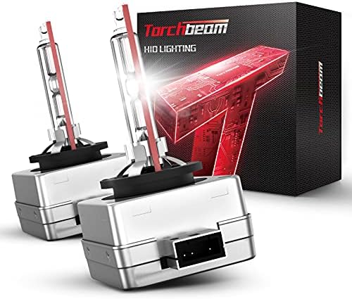 Torchbeam D1S HID Bulbs, 6000K Cool White, 150% Lighting Distance, Xenon Bulb, IP67 Design for Replace 66144 66140 85140 85415 85415C1, Pack of 2