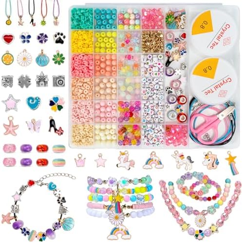 Accevo Unicorn Gifts for Girls, Bracelet Making Kit, 1370PCS Charm Jewelry Making Kit, Gifts for Teenage Girls Toys Age 5 6 7 8 9 10, DIY Arts and Crafts for Kids, Girl Birthday Christmas Presents