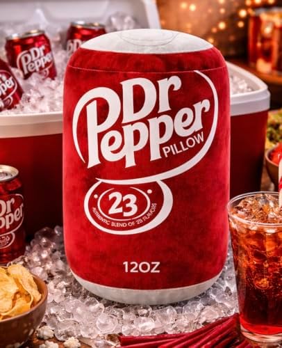 Dr Pepper Pillow Plush, Soda Can Shaped Throw Pillow, Funny Food Plush Cushion, Soft Decorative Pillow for Couch Bed Office, Funny Pillow for Any Occasion, Cute Aesthetic Room Decor for Kids & Adults