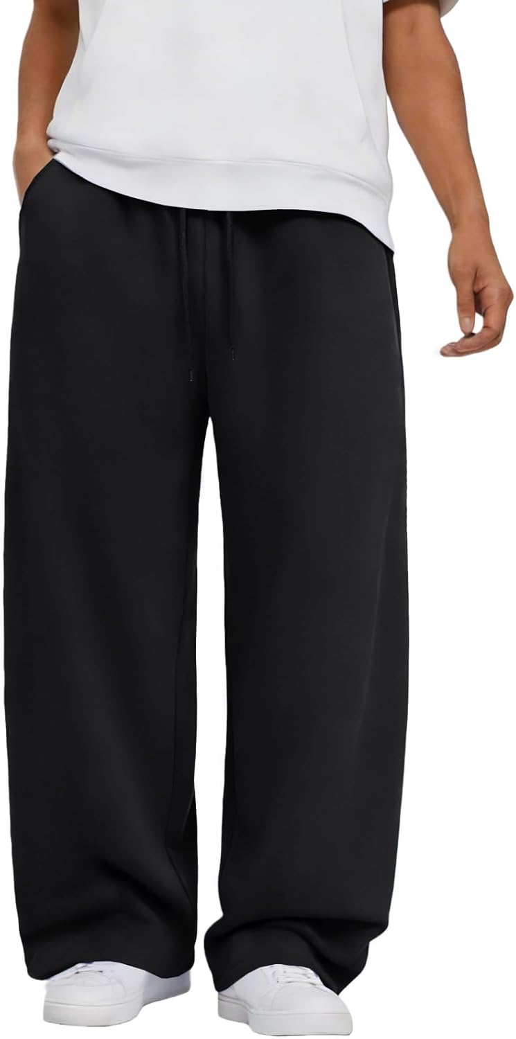 ATOFY Men's Baggy Fleece Sweatpants Wide Leg Elastic Waist Athletic Joggers Loose Lounge Pants with Pockets