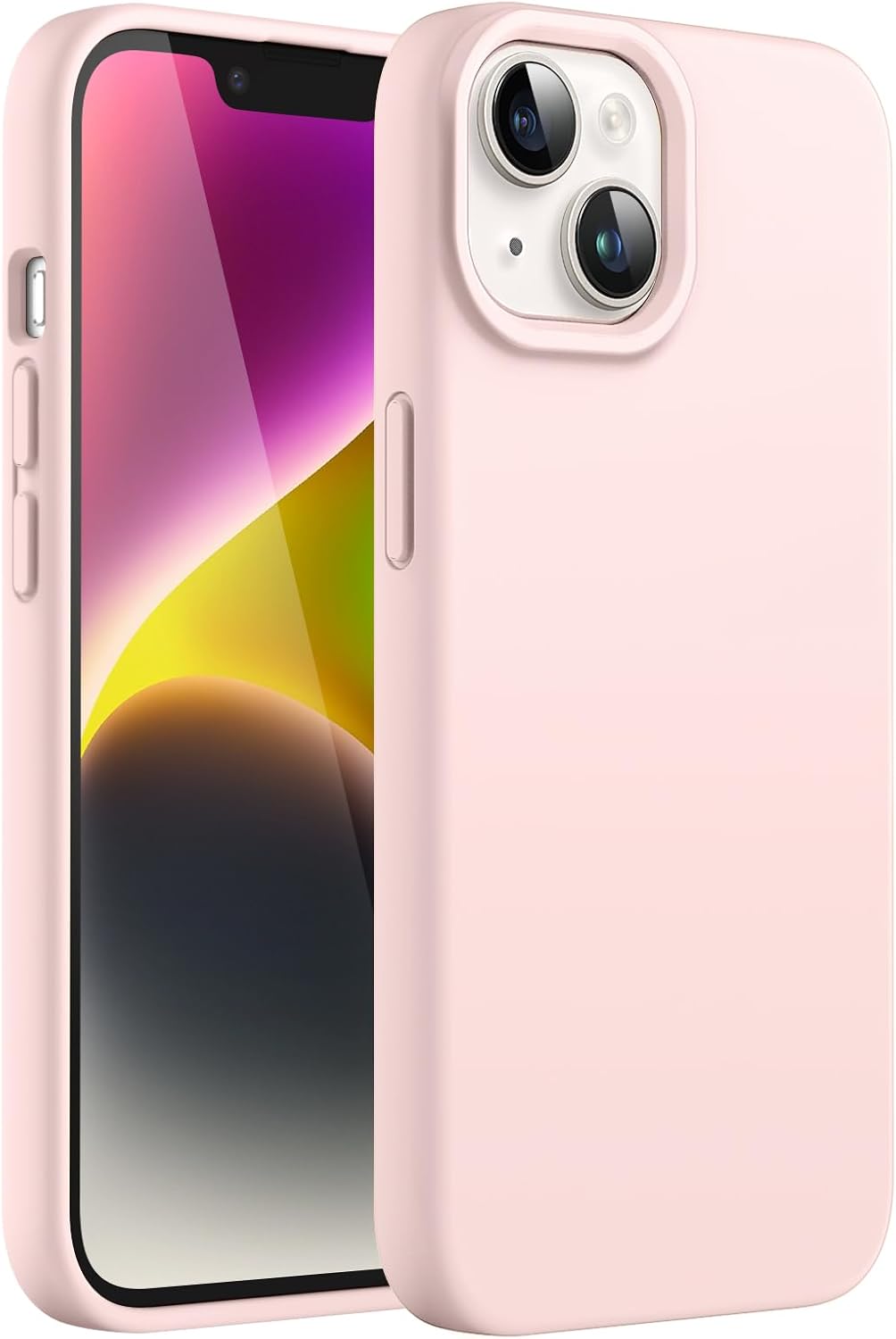 JETech Silicone Case for iPhone 14 6.1-Inch, Silky-Soft Touch Full-Body Protective Phone Case, Shockproof Cover with Microfiber Lining (Pink)