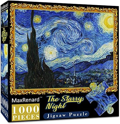 MaxRenard Game 1000 Pieces Jigsaw Puzzle For Adult Fine Art Collection Toy -The Starry Night- Homewall Decoration Christmas Gifts Happy New Year