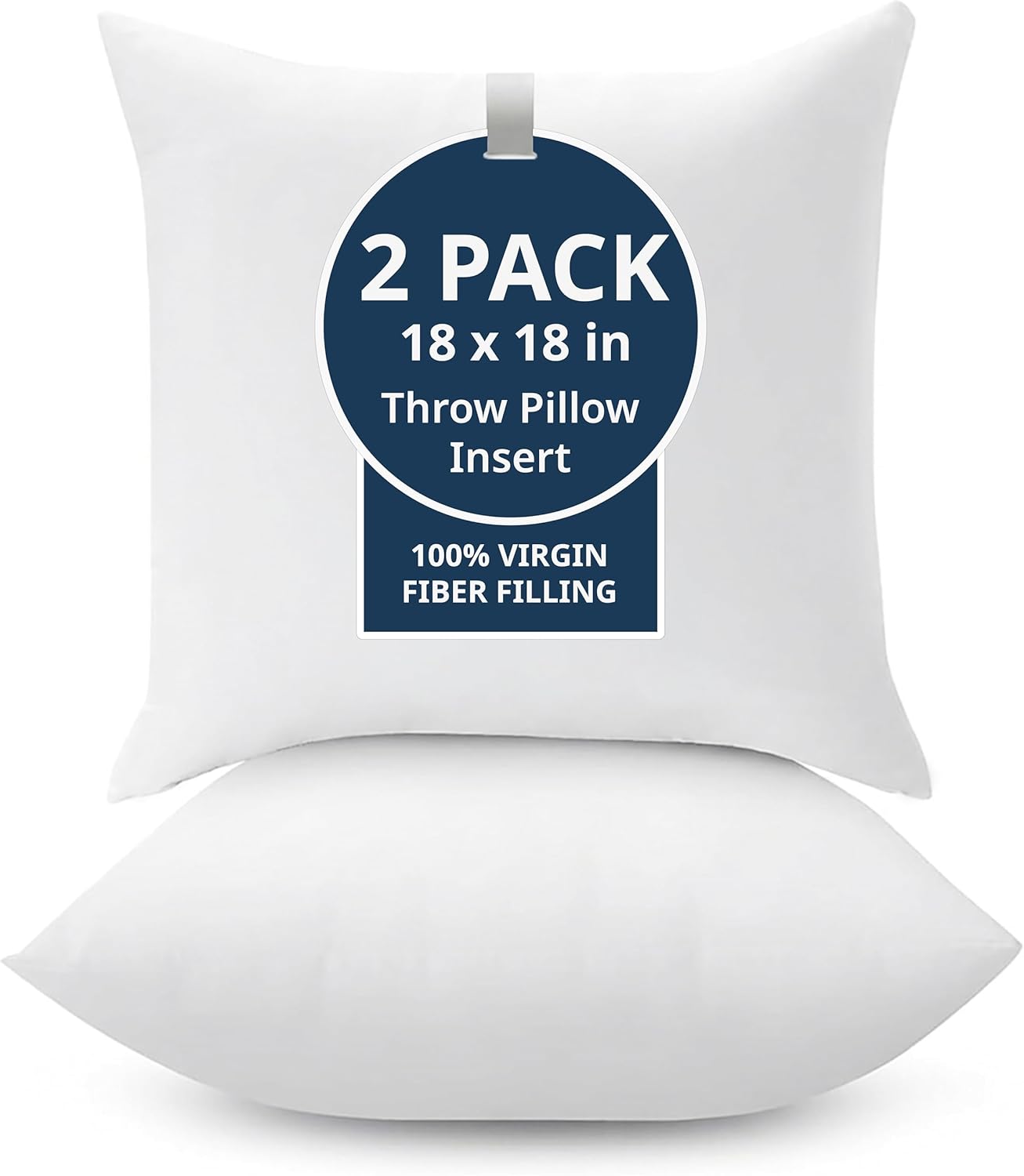 LANE LINEN 18 x 18 Throw Pillow Insert - Pack of 2 White, Down Alternative Pillow Inserts for Decorative Pillow Covers, Throw Pillows for Bed, Couch Pillows for Living Room