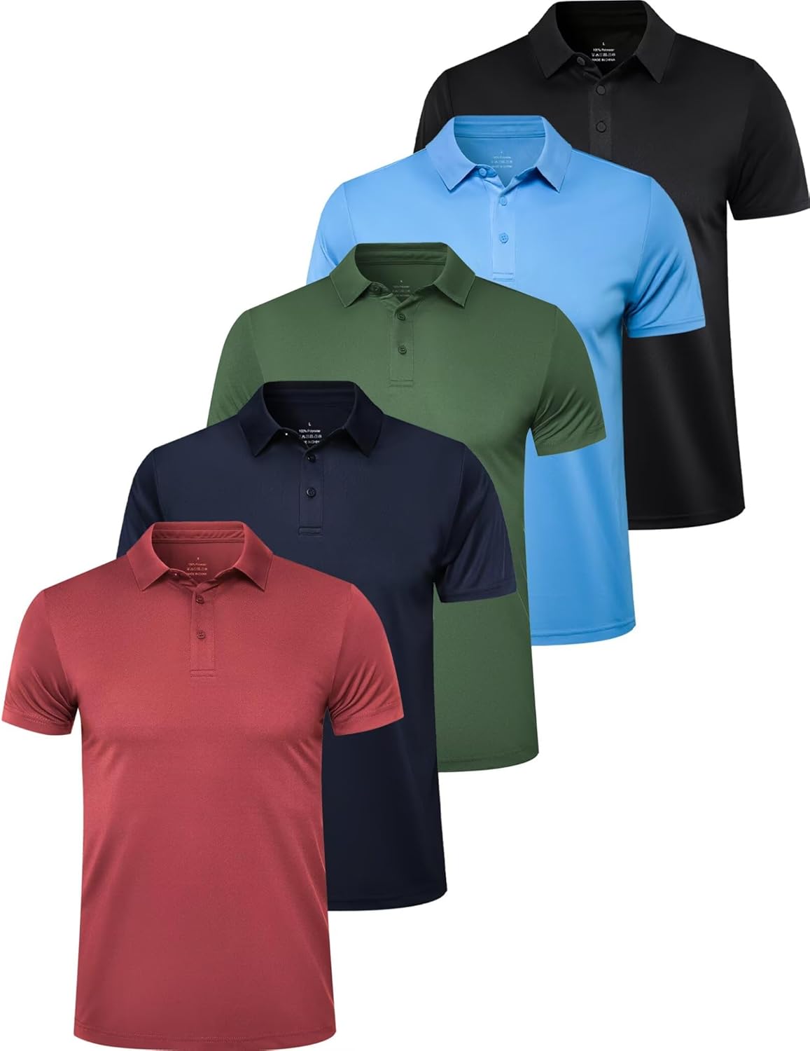 OYGSieg 5 Pack Mens Polo Shirts Golf Shirts for Men