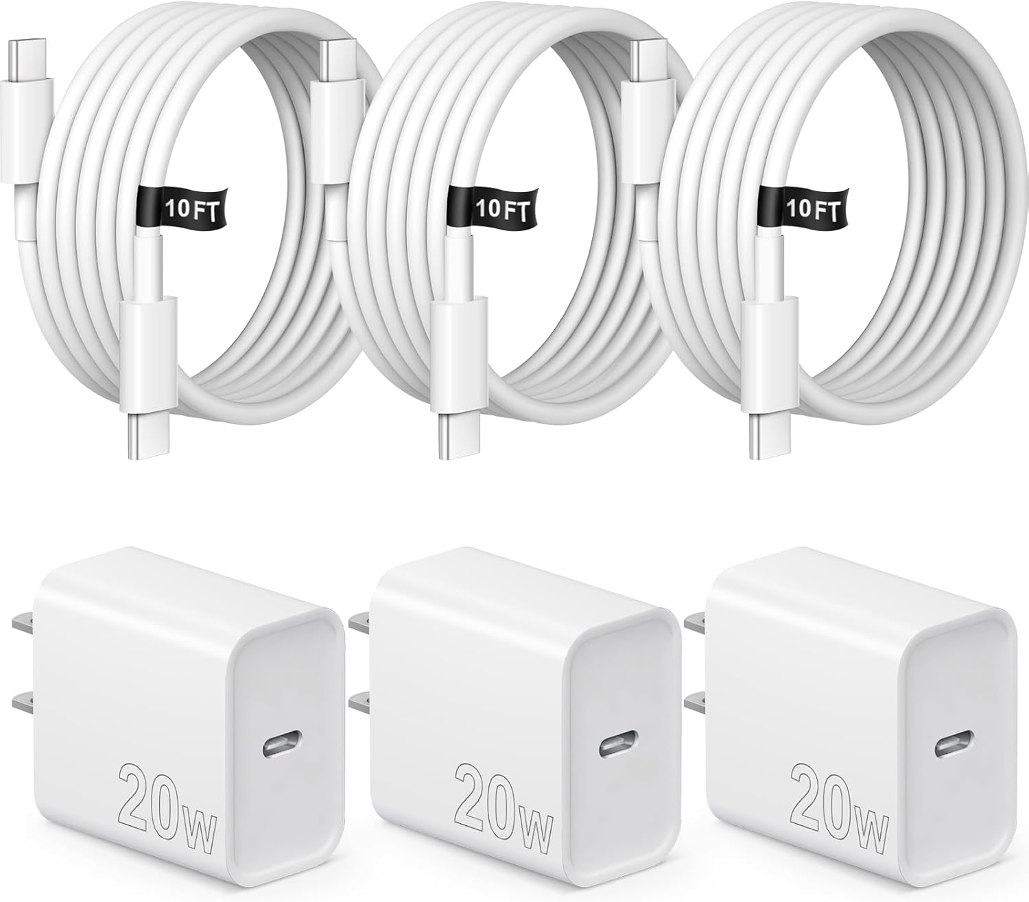 iPhone Charger Fast Charging 10FT iPhones 17 16 15 Charger 3 Pack Type C Chargers USB C Charger Compatible with iPhone Air 17\/17 Plus\/17 Pro\/17 Pro Max\/16\/16 Plus\/16 Pro\/16 Pro Max\/15