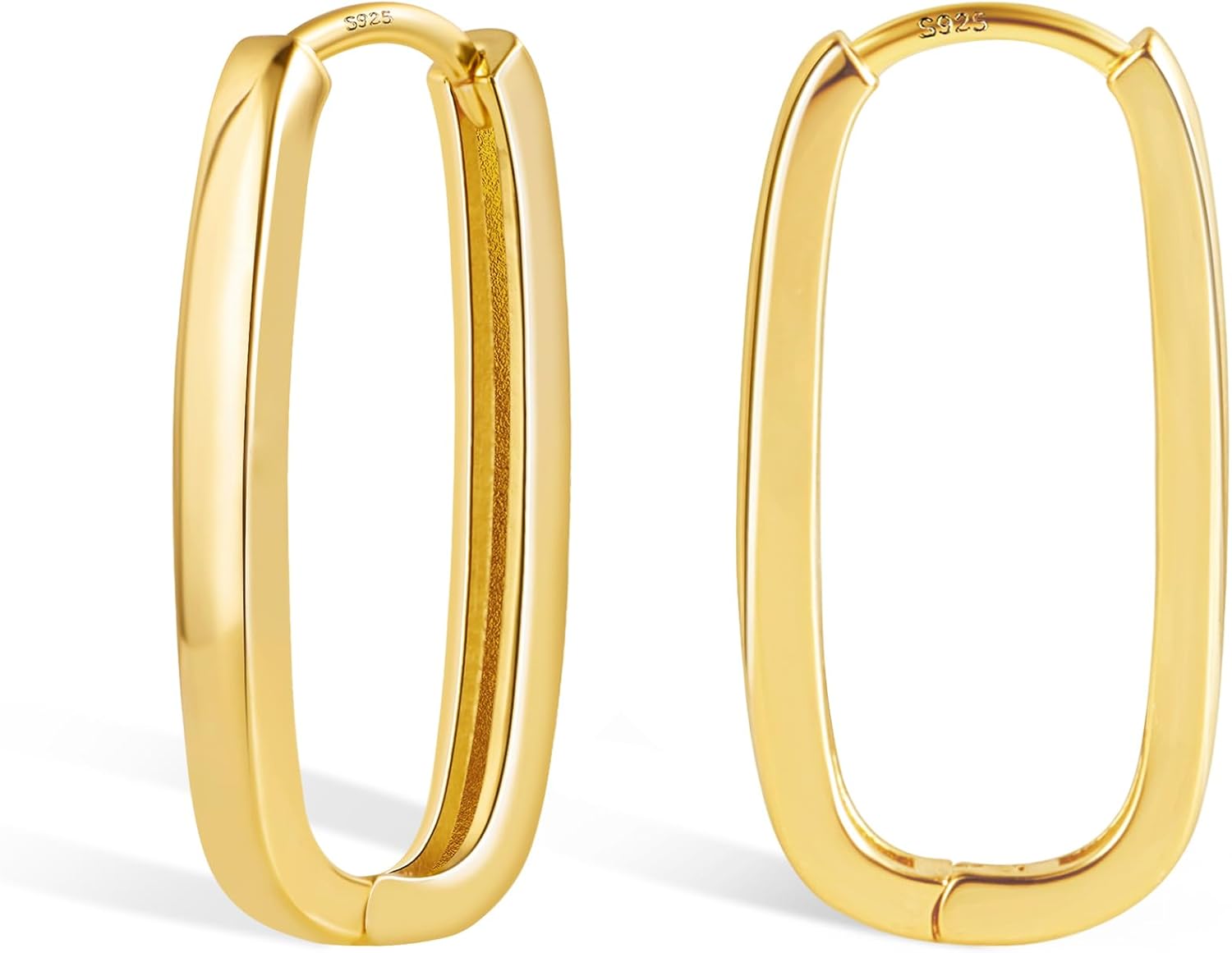 Sterling Silver Rectangle Hoop Earrings for Women Silver Geometric Rectangle Hypoallergenic Earrings Square Hoops Earring