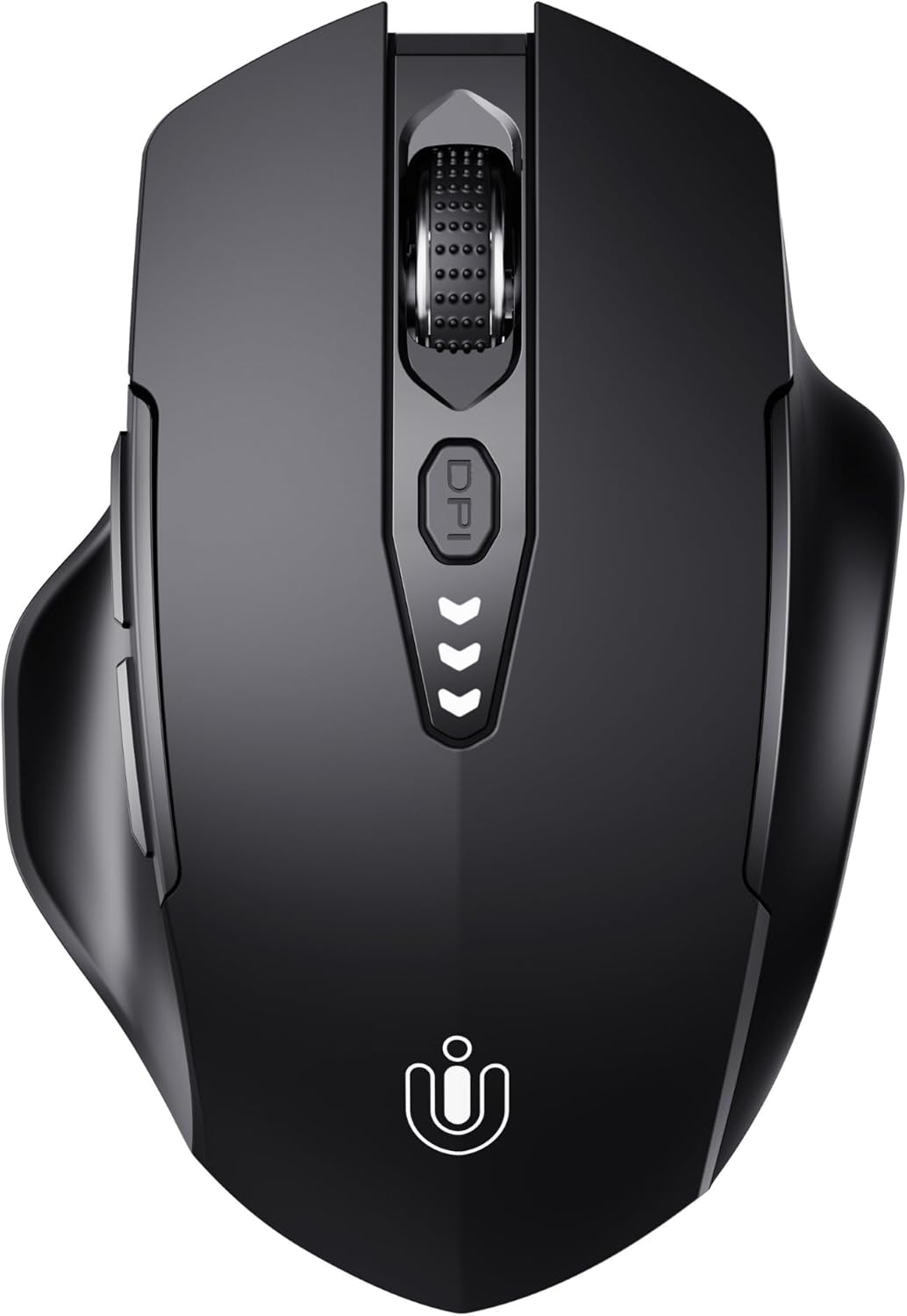 Uineer Wireless Bluetooth Mouse,[Upgraded] Rechargeable (BT 5.0\/4.0+2.4G Hz),Computer Mouse with Visible Battery Level, 4 Adjustable DPI, Portable PC Mouse for MacBook Chromebook,Black