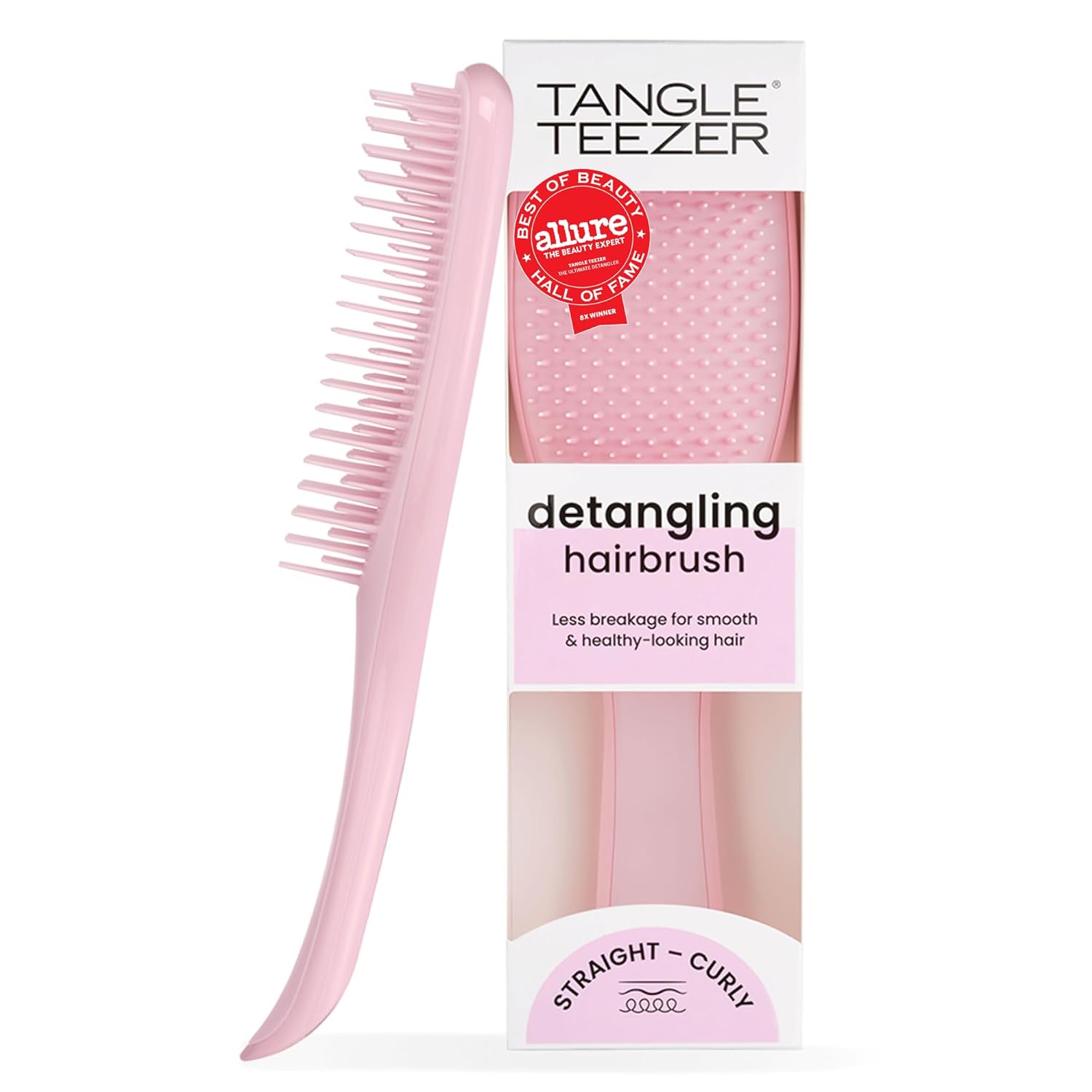 Tangle Teezer Ultimate Detangler Brush for Wet &amp; Dry Hair, Eliminates Knots &amp; Reduces Breakage for Straight to Wavy Hair Types, Millennial Pink