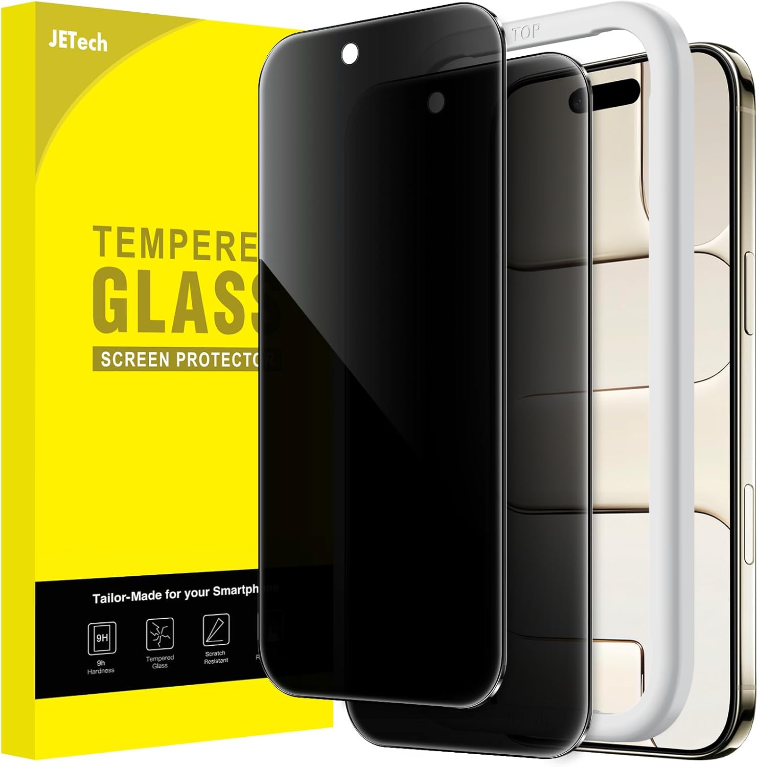 JETech Privacy Screen Protector for iPhone Air, Anti-Spy Tempered Glass Film with Easy Installation Tool, 6.5-Inch Display, 2-Pack