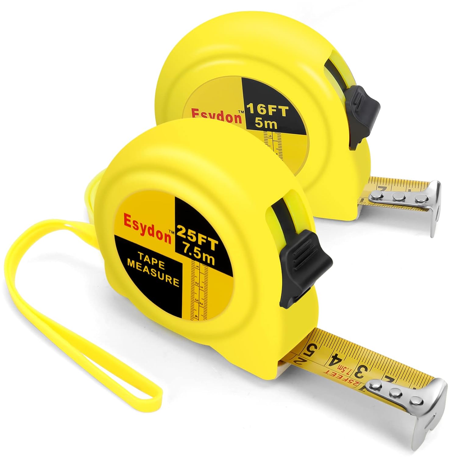 2 Packs Tape Measure 25 ft \/16 ft, Esydon Measuring Tape Extendable, Self-Locking Tape Measurer, Easy Read Imperial\/Metric Scale Measurement Tape for Designer, Decorator, &amp; Handicraftsman