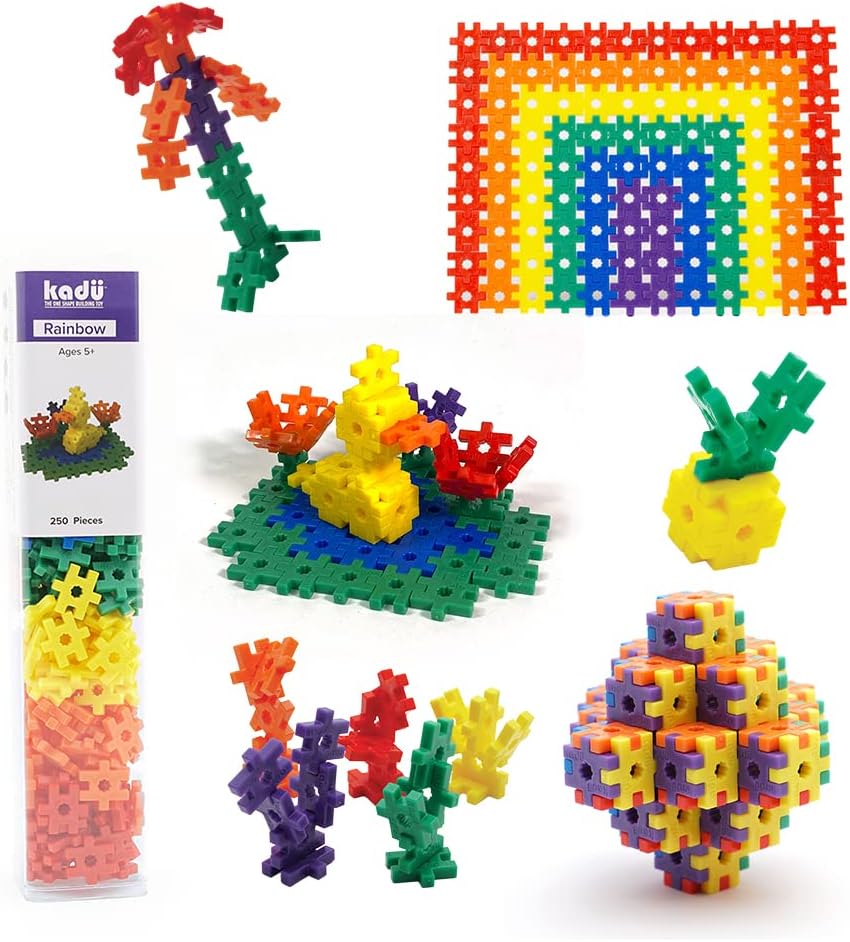 Incredibly Interconnectable Toys KADU Rainbow 250 Piece Set - STEM\/STEAM Building + Construction Toy, for Open + Imaginative Play Ages 5+
