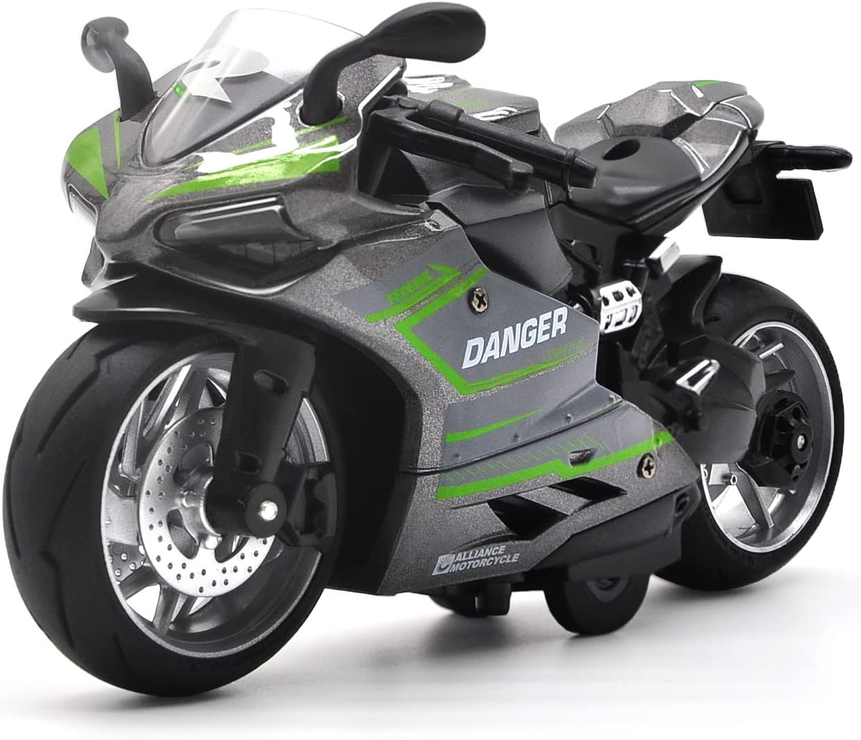 CYYSFIVQZ Toy Motorcycle-Pull Back Motorcycle Toy with Sounds and Lights,1:12 Scale Motorcycle Model Toy for Kids, Pull Back Vehicle for Boys Kids Age 3+ Year Old Supplies (Silver Gray)