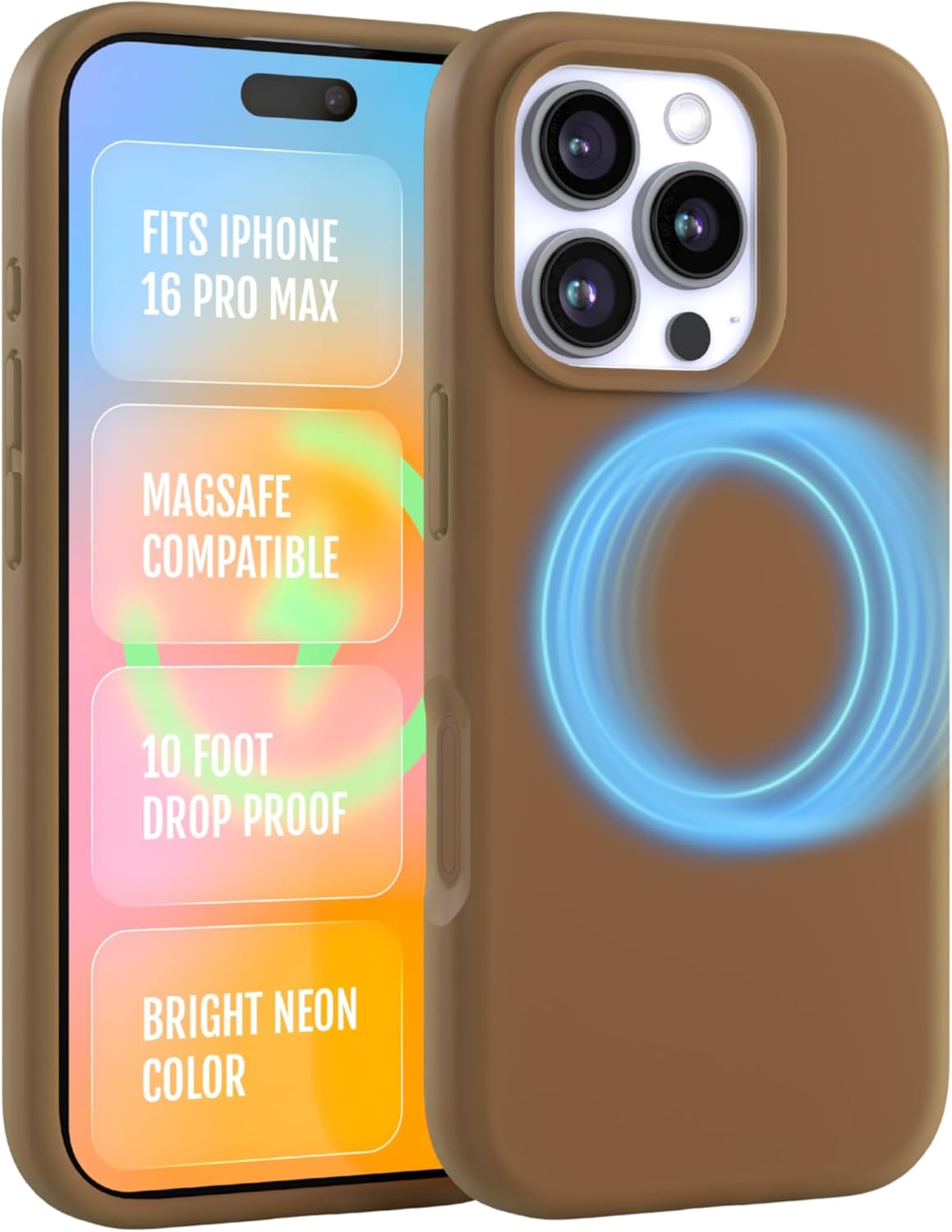 FELONY CASE for Apple iPhone 16 Pro Max - MagSafe Phone Case, Liquid Silicone, Neutral Color with Anti-Scratch Microfiber Lining, Non-Slip Grip &amp; 360° Shockproof Protection (Saddle Brown)