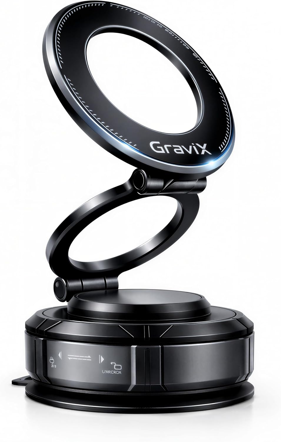 GraviX Magnetic Car Phone Holder for MagSafe \u2013 Powerful Magnet, Strong Suction, Anti-Vibration Arm, 360° Adjustable Dashboard &amp; Windshield Car Mount (Fits All Vehicles, All Phones &amp; Cases