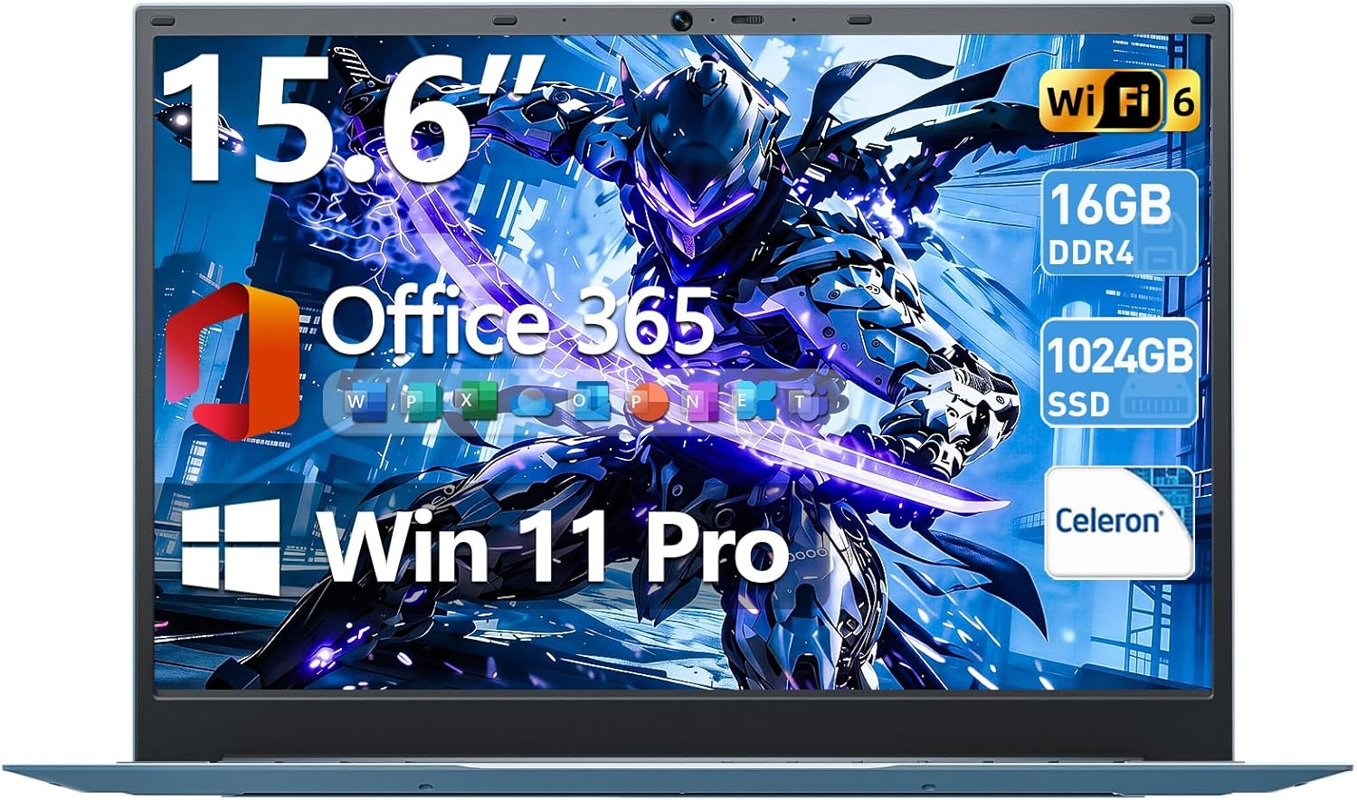 MELIUNA Laptop, 15.6 Inch Laptop Computer with Windows 11 Laptops, 16GB RAM 1024GB SSD, Celeron, Office 365, WiFi 6, IPS FHD, 180° Viewing, 53.2WH Battery, HDMI, Cooling Fan(Gray)