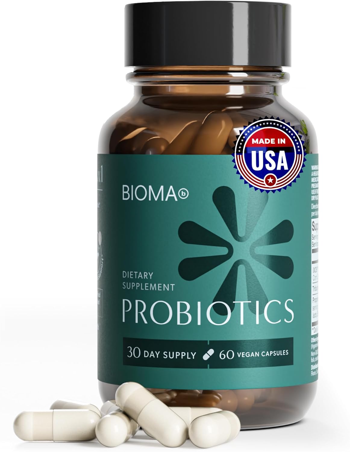 BIOMA Probiotics - Digestive Health Probiotic - Gut Support for Men &amp; Women with Xylooligosaccharides, Tributyrin &amp; Bifidobacterium - Vegan &amp; Gluten Free - 60 Delayed-Release Capsules (30-