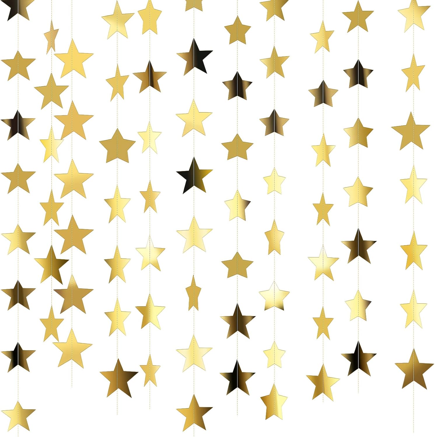 Patelai Glitter Star Garland Banner 2026 Graduation Decor 130 Feet Star Hanging Banner Twinkle Backdrop for Party Birthday Classroom Wedding Supplies(Gold)