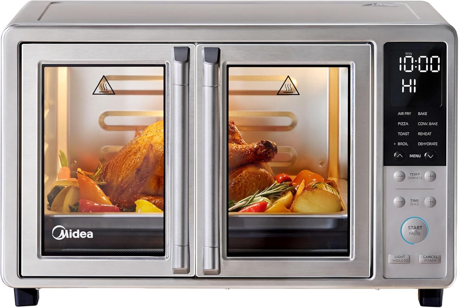 Midea Flexify Slim 8-in-1 French Door Toaster Oven Air Fryer Combo, Compact Countertop Oven with Infrared SpeedHeat, 25 Quart Capacity, Stainless Steel