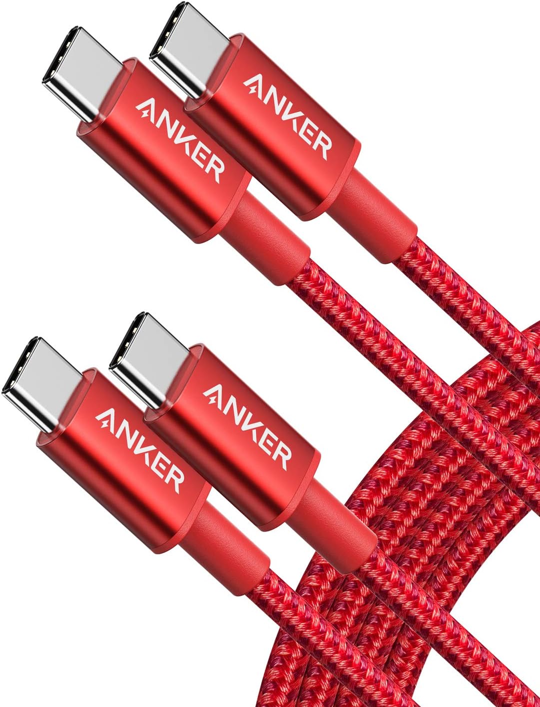Anker USB C to USB C Cable, Type-C 60W Fast Charging Cable (6 FT, 2Pack) for iPhone 17 Series, iPad mini 6 and More (Red)