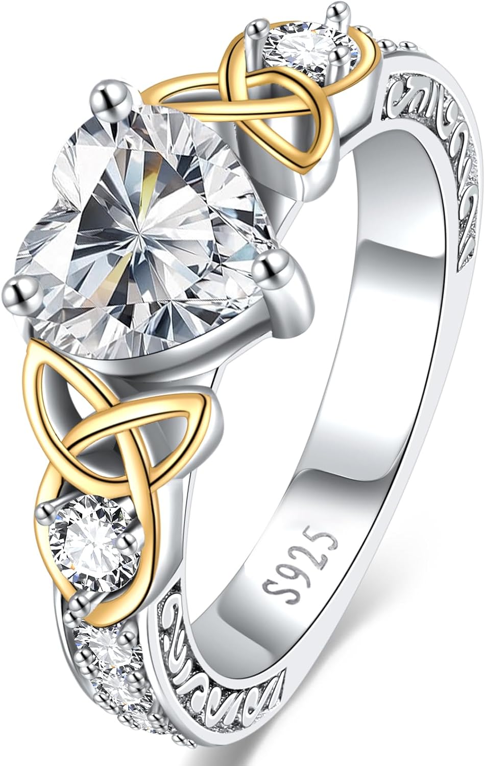 LOIPURI Moissanite Promise Rings for Her, 2CT D Color VVS1, Heart Shaped Celtic Knot, 925 Sterling Silver Engagement Wedding Anniversary Valentines Promise Gift with Certificate