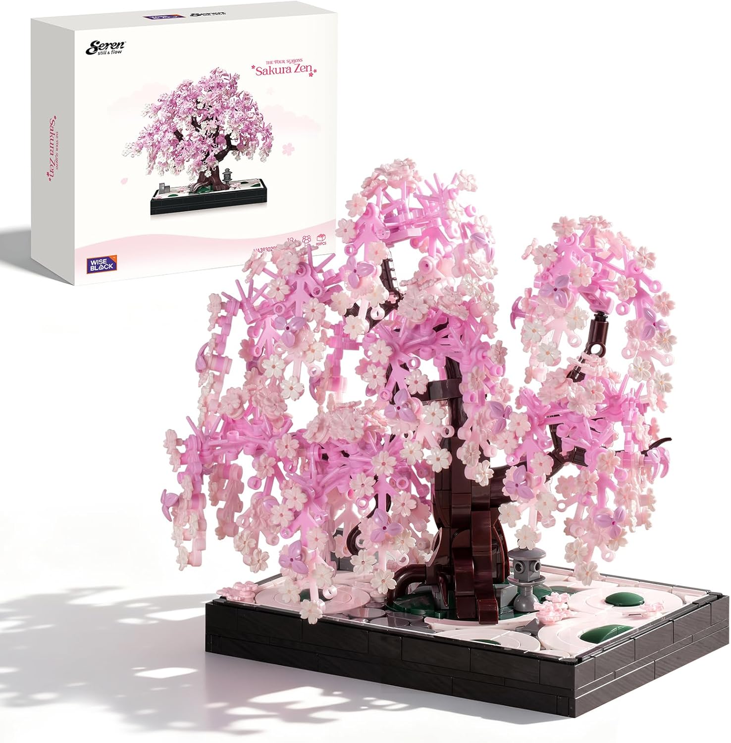 Wise Block Cherry Blossom Tree Building Block Set for Adult 900 Pcs Artificial Bonsai Tree Plants for Home Decor, Adult Ages 18+, Beautiful Gift for Women Set