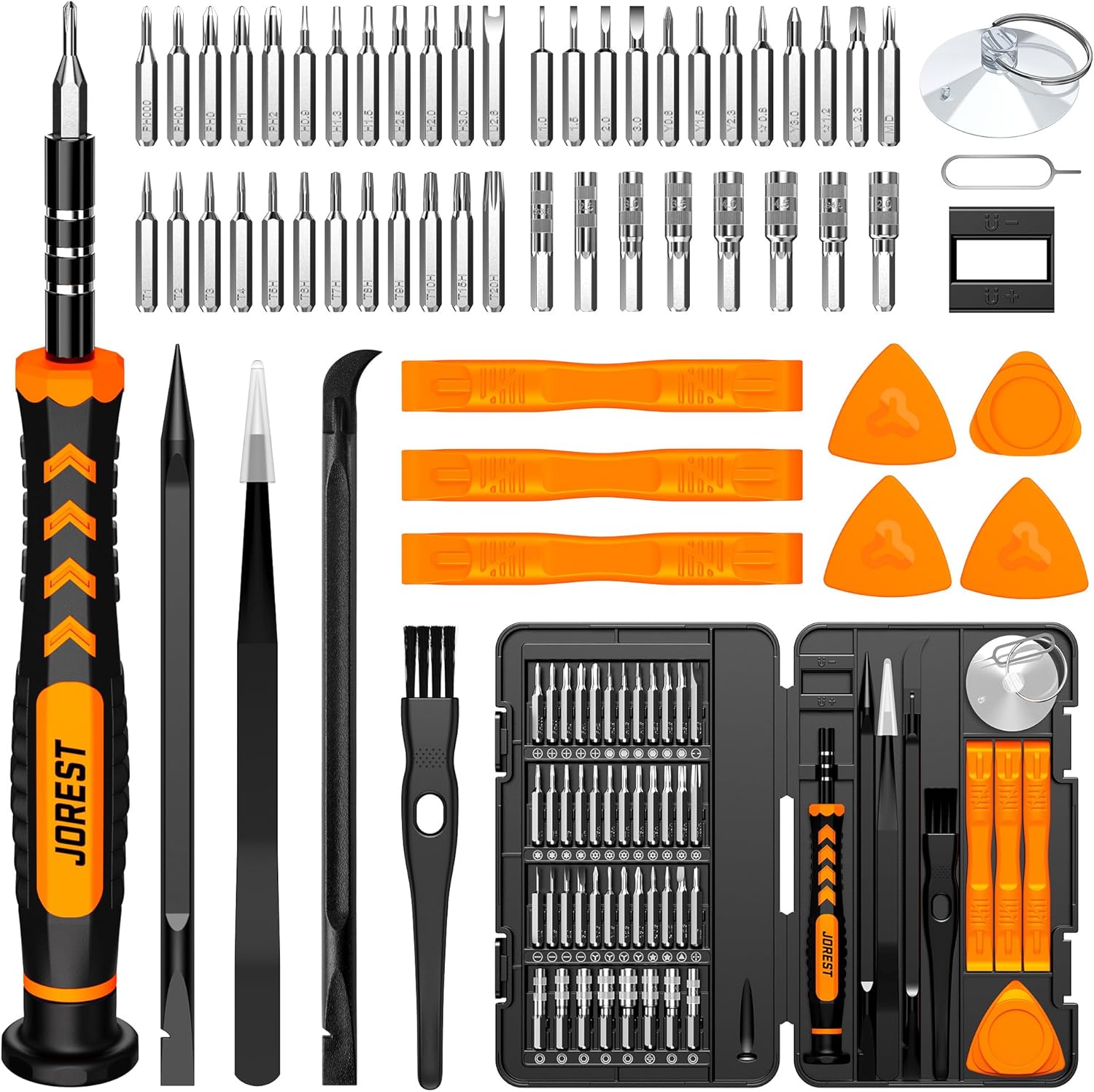 JOREST 59Pcs Small Precision Screwdriver Set with Torx T5, T6, T8, Mini Repair Tool Kit for Macbook, Computer, Laptop, iPhone, PS4 PS5, Xbox, Switch, Eyeglasses, Watch, PC, Ring Doorbell, Electronic