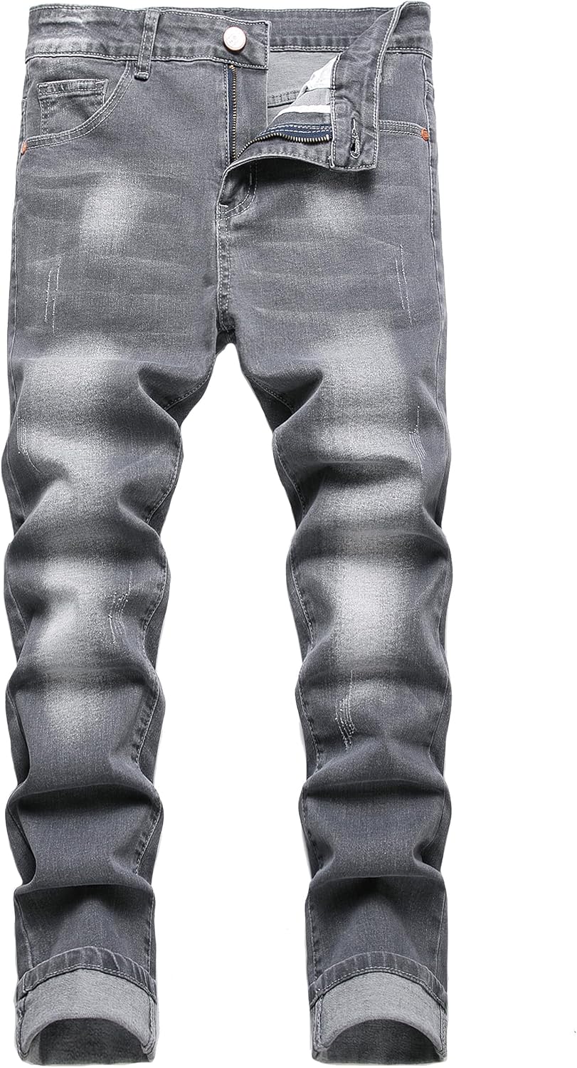 Men's Slim Fit Stretch Jeans Ripped Skinny Jeans for Men, Fashion Straight Leg Comfort Flex Waist Cargo Denim Pants
